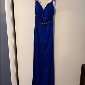 La Femme Royal Blue Backless Dress